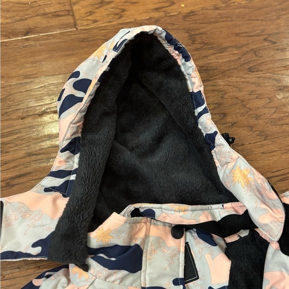 Pooluly Women’s Camo Snow/ski Jacket Pink Blue Floral Insulated Hooded Size sm - Picture 2 of 15